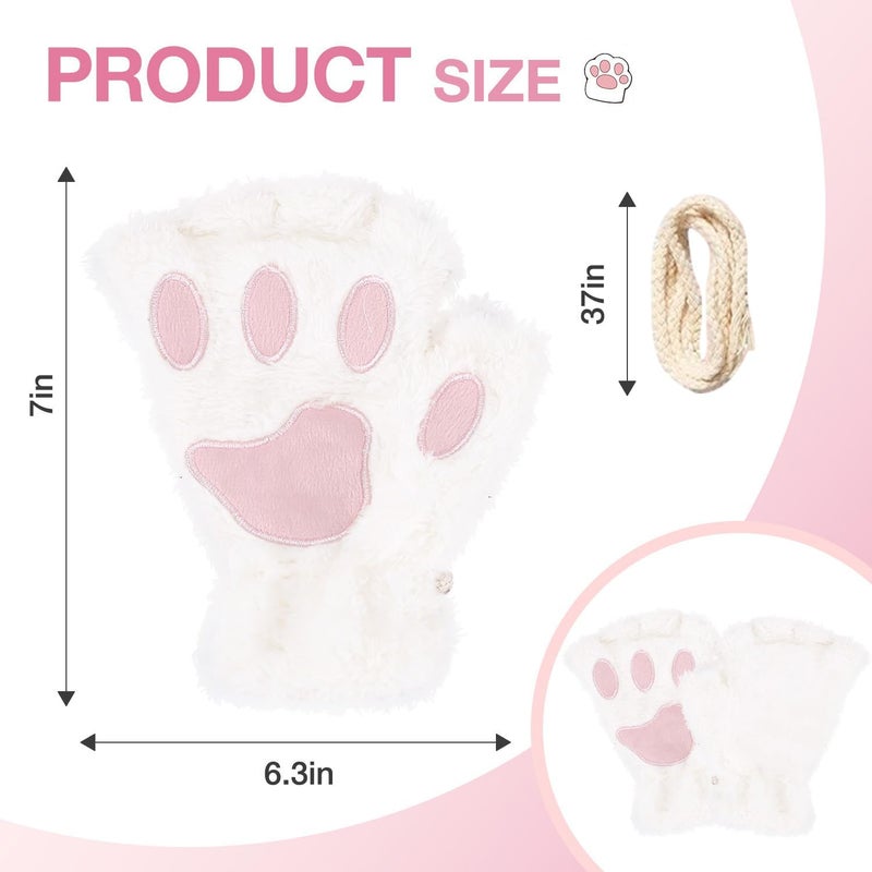 Tiny Chou Cat Paw Gloves for Cosplay Party Halloween Costume Accessories, Winter Fingerless Warm Gloves for Women Girls - Image 3
